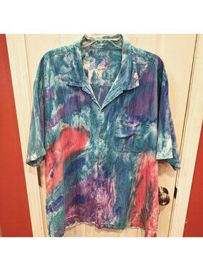 VTG Sloop Jones Shirt Mens XL Wearable Art Hand Painted Virgin Islands Abstract